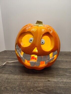 Jakks Vintage Light Up Halloween Blow Mold Pumpkin Jack O Lantern